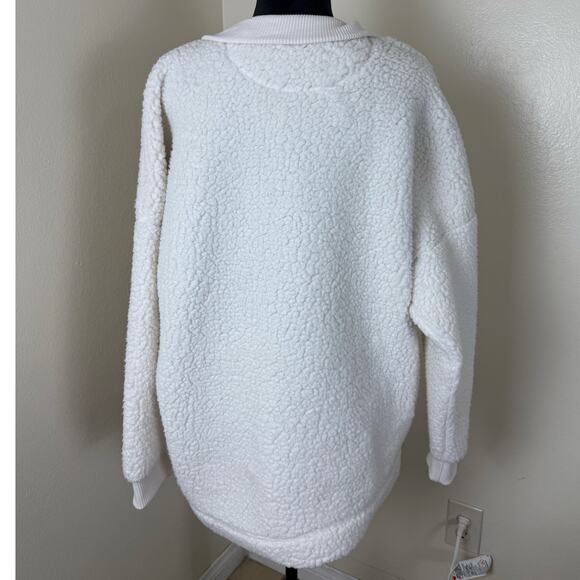 Aerie White Sherpa Fleece Half Zip Pullover - Size XL white - Picture 4 of 9